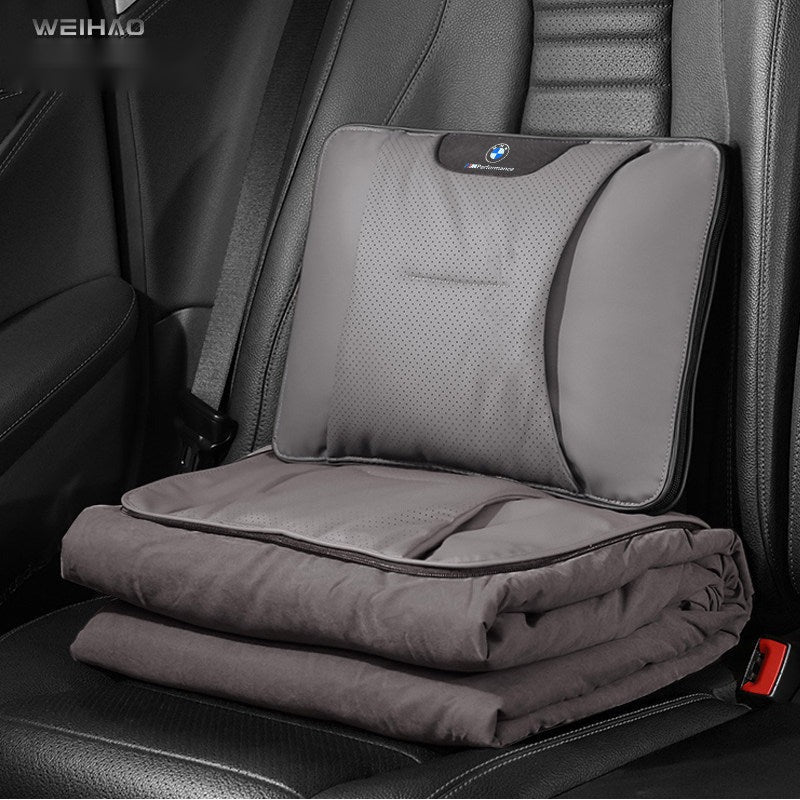 BMW lumbar pillow with blanket, Gray, single set