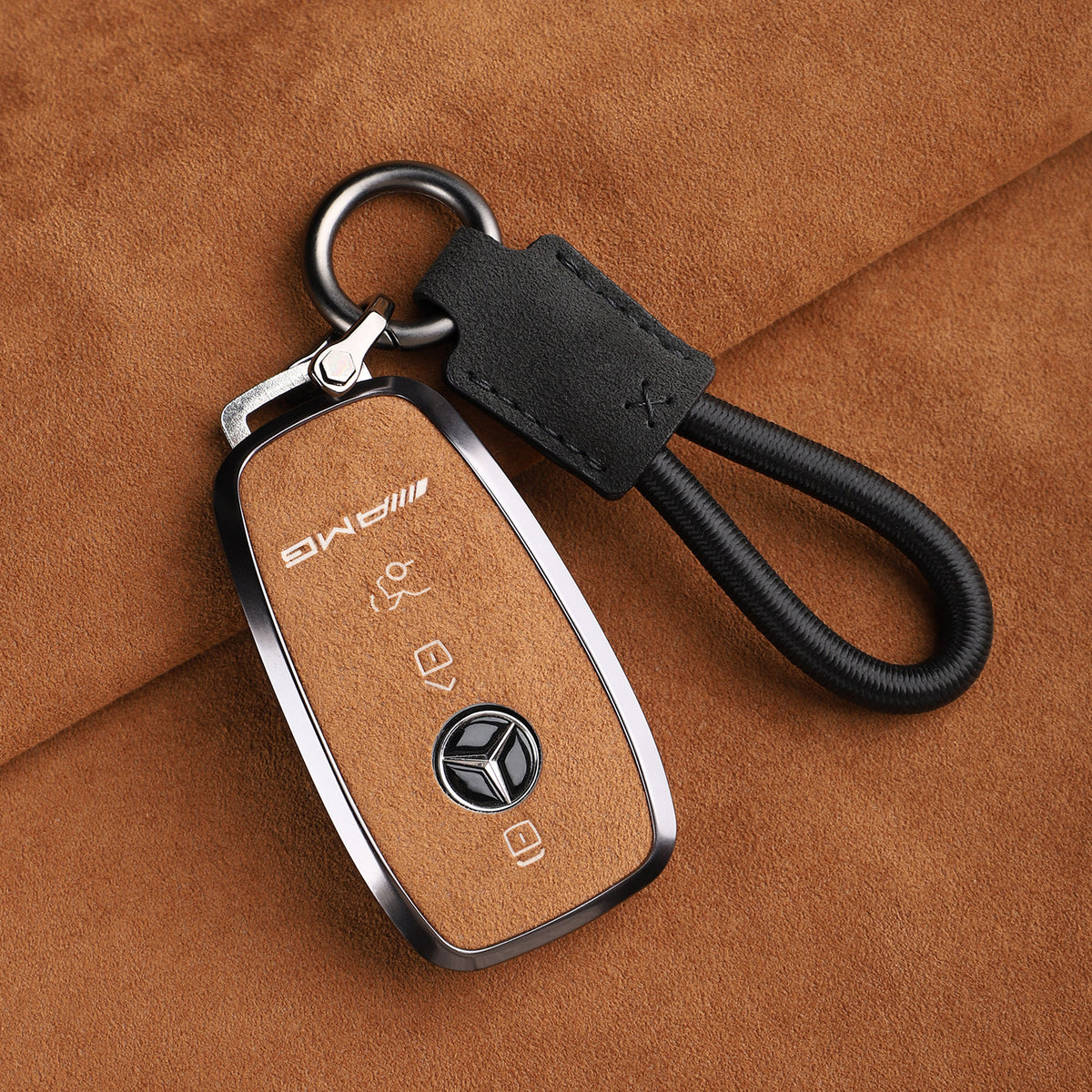 Premium Genuine Alcantara Mercedes-AMG Key Case – Imported Italian Suede with Alloy Frame for G63, G500, G350 and A35L