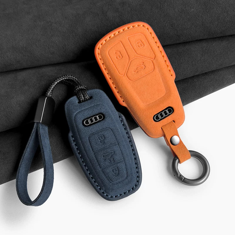 Audi Sport Suede Key Case – 3D Full-Wrap Stitched Cover in Four Signature Colours