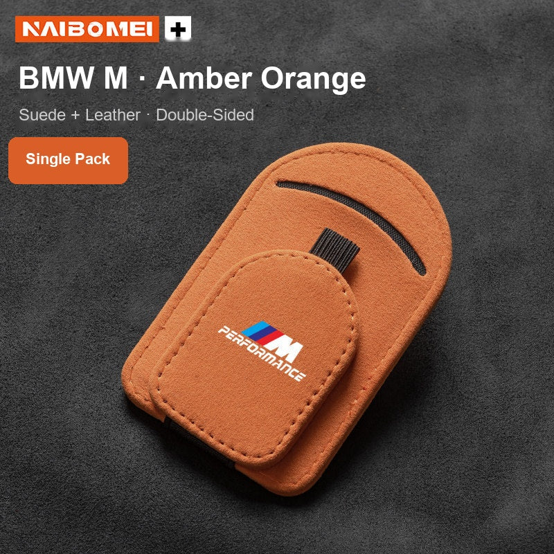 BMW M Performance suede visor glasses clip amber orange