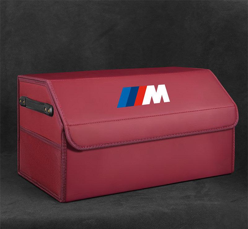 Burgundy leather BMW M trunk storage box - medium size, standard configuration