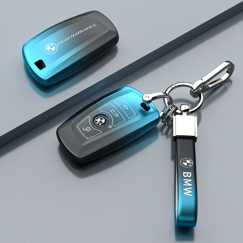 BMW TPU key fob case cover in Matte Dreamy Blue TPU Electroplated Strap Buckle for F-Series 3/5 Series, X3, GT, 1 Series smart key