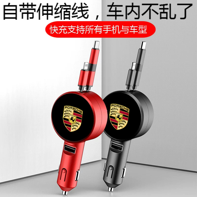 Suitable for Porsche special telescopic car charger one drag two fast charging charging line Cayenne Panamera car charger