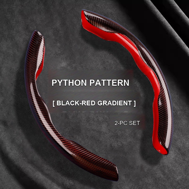 Python pattern black-red gradient steering wheel cover, 2-piece set