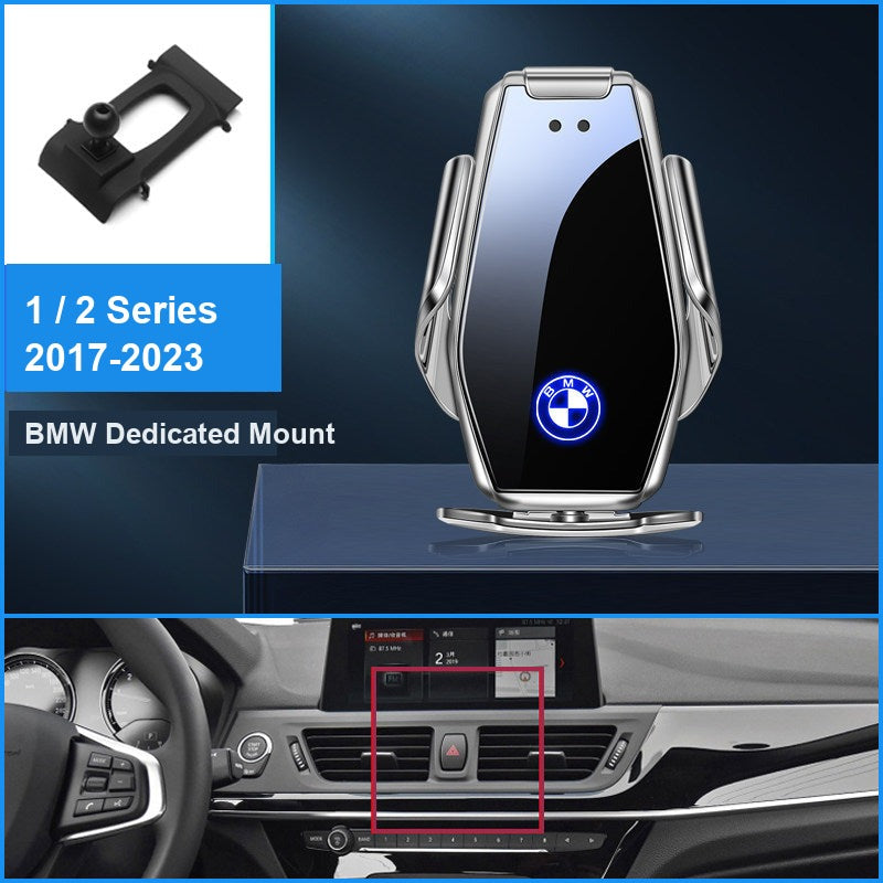 BMW wireless charging phone mount, 1 Series 2 Series 2017-2023 fitment, silver