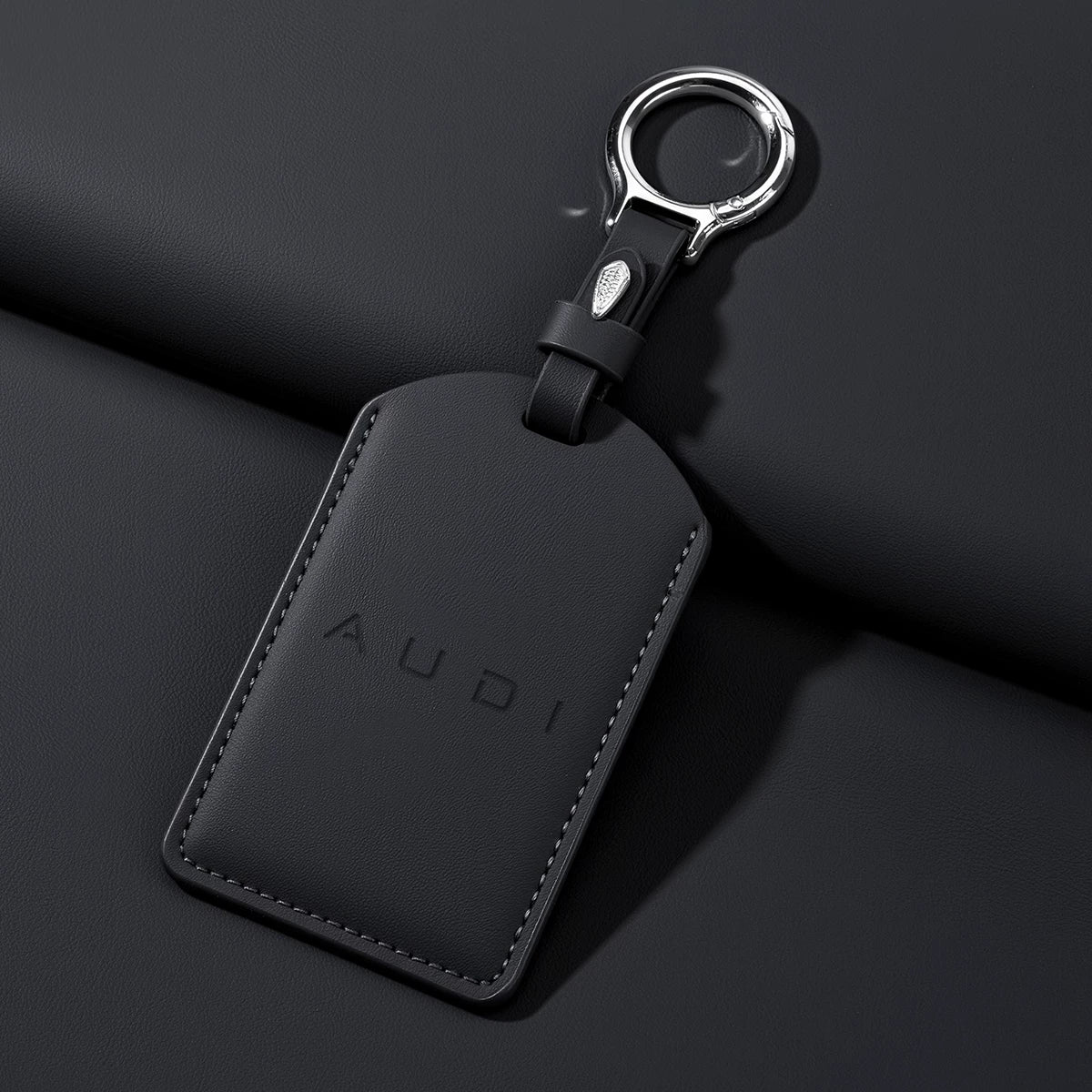 Audi Signature Nappa Leather Card Key Case – Embossed Emblem with Strap or Key Ring