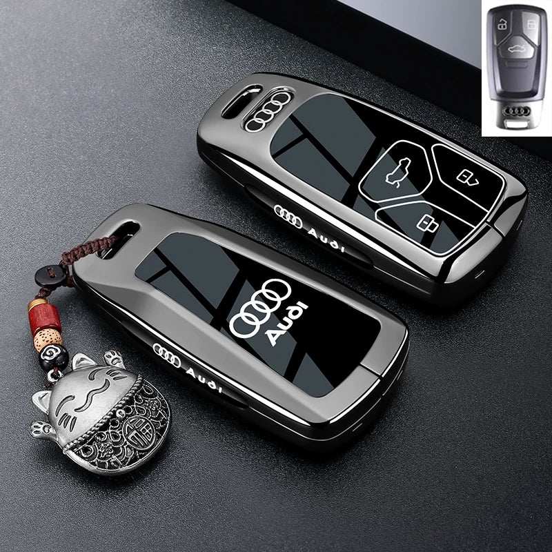 Audi Black Warrior Key Case – Piano-Gloss Shell with Gunmetal Frame