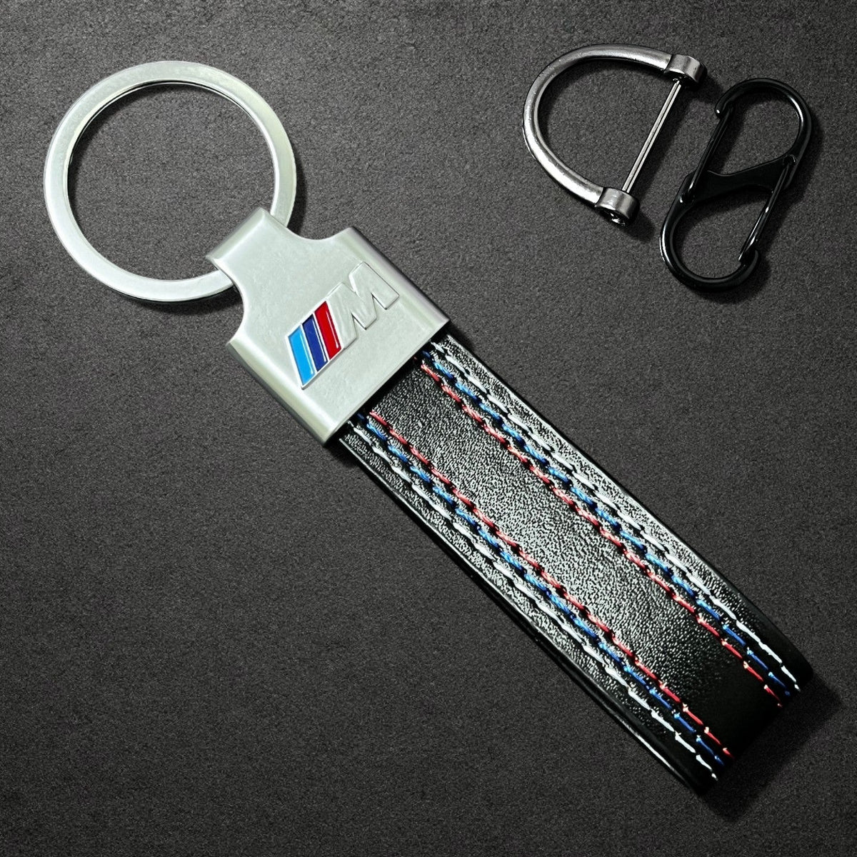 BMW M Performance Leather Key Fob Strap & Keychain Ring