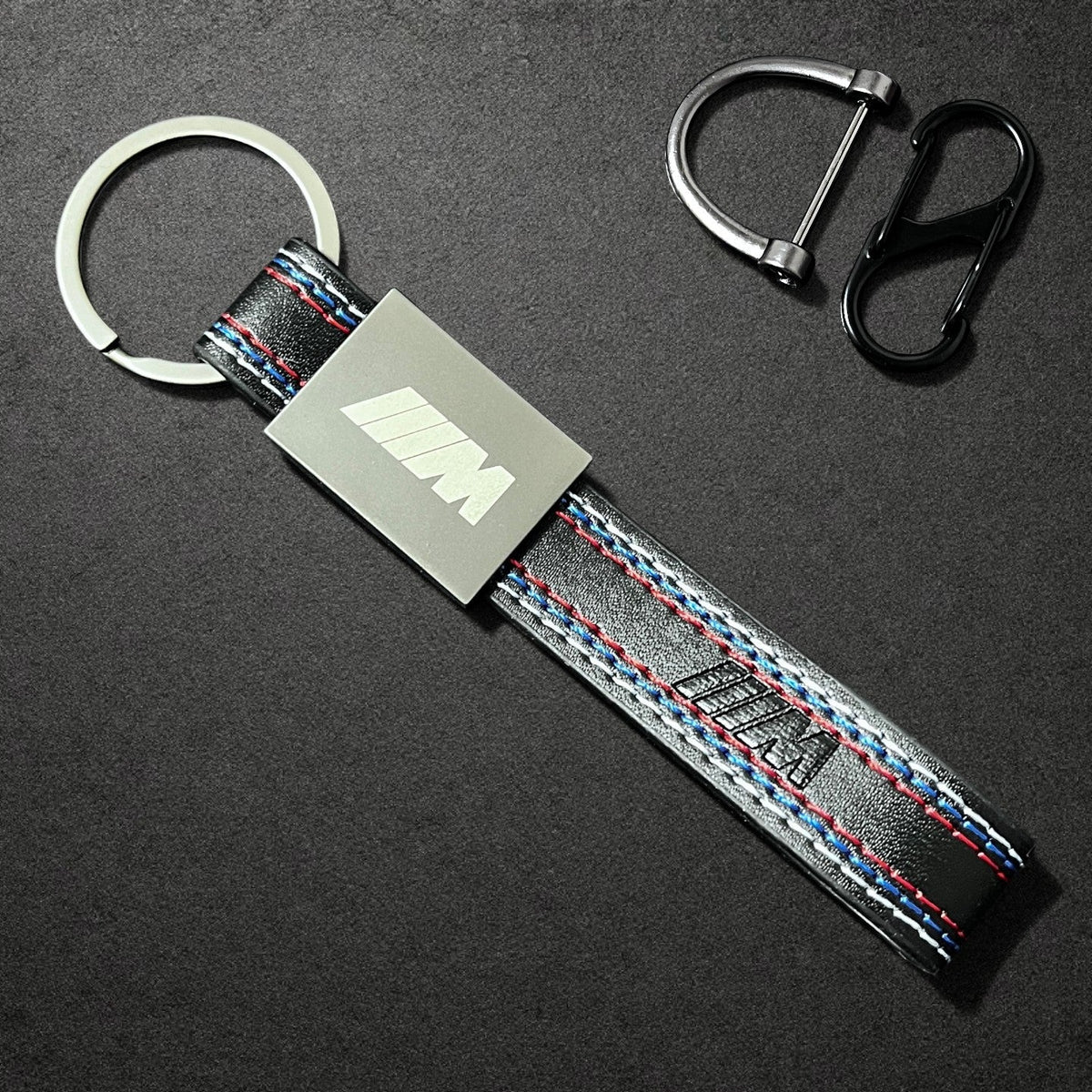 BMW M Performance Leather Key Fob Strap & Keychain Ring