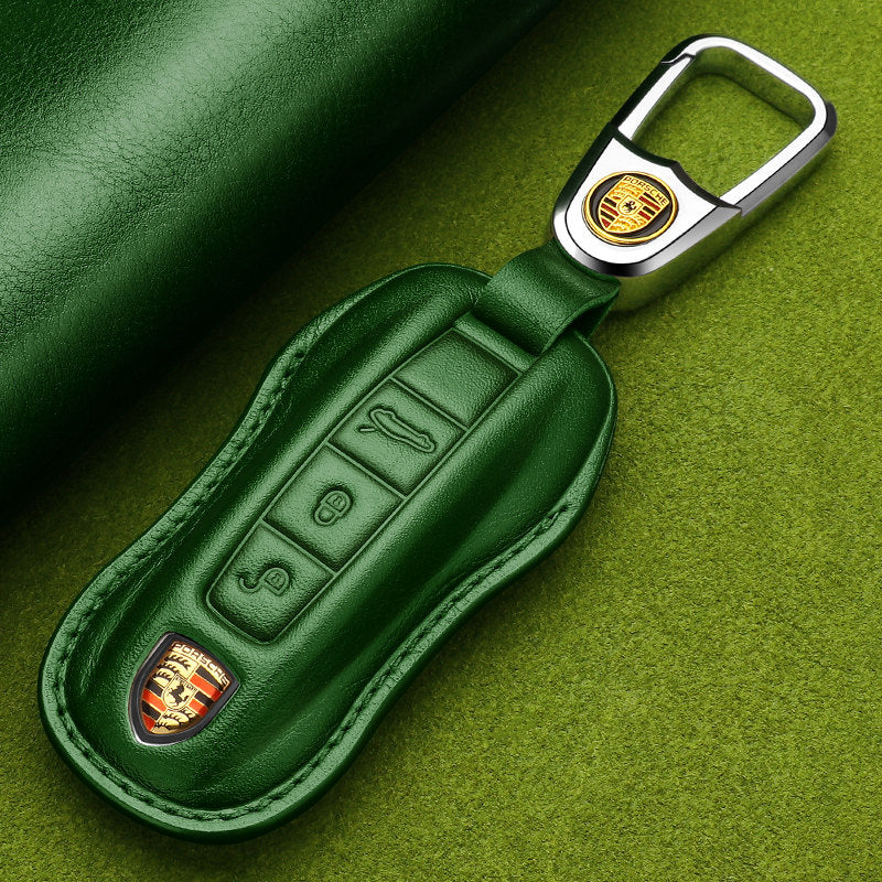 Premium Genuine Leather Porsche Key Case – Handcrafted Top-Grain Cowhide for 911, 718, Macan, Cayenne and Panamera