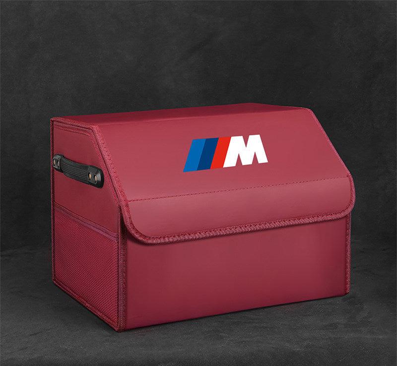 Burgundy leather BMW M trunk storage box - small size, standard configuration