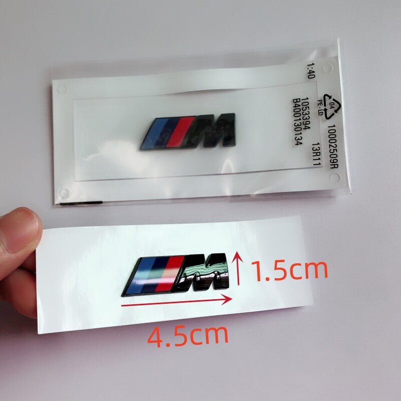 BMW M side badge in Glossy Black with size 4.5 by 1.5cm