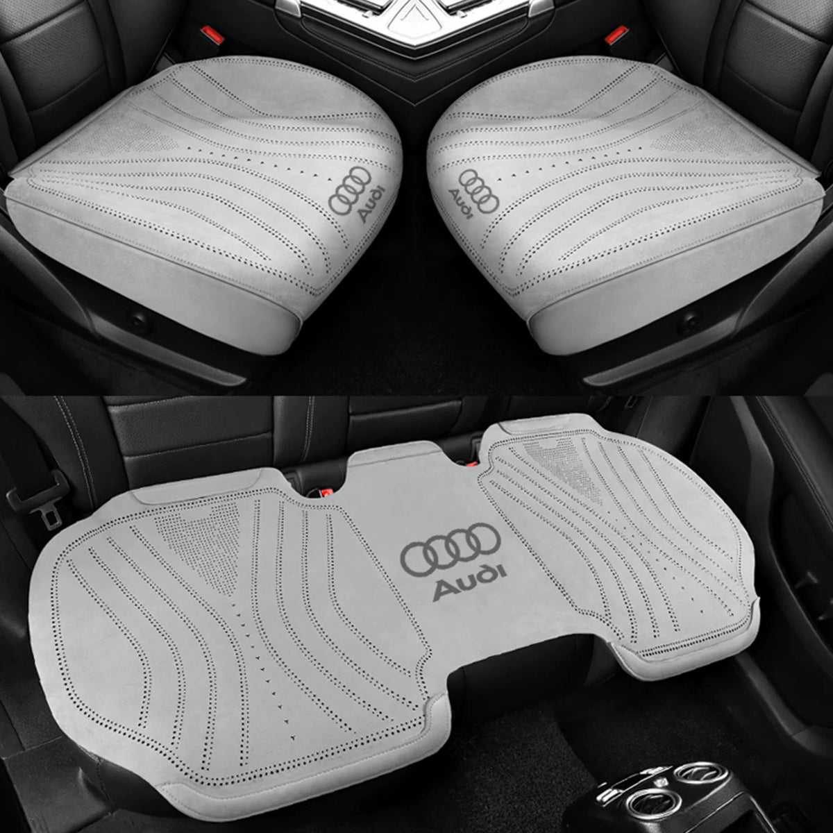 Audi suede seat cushion – Light Gray front and rear 3-piece set