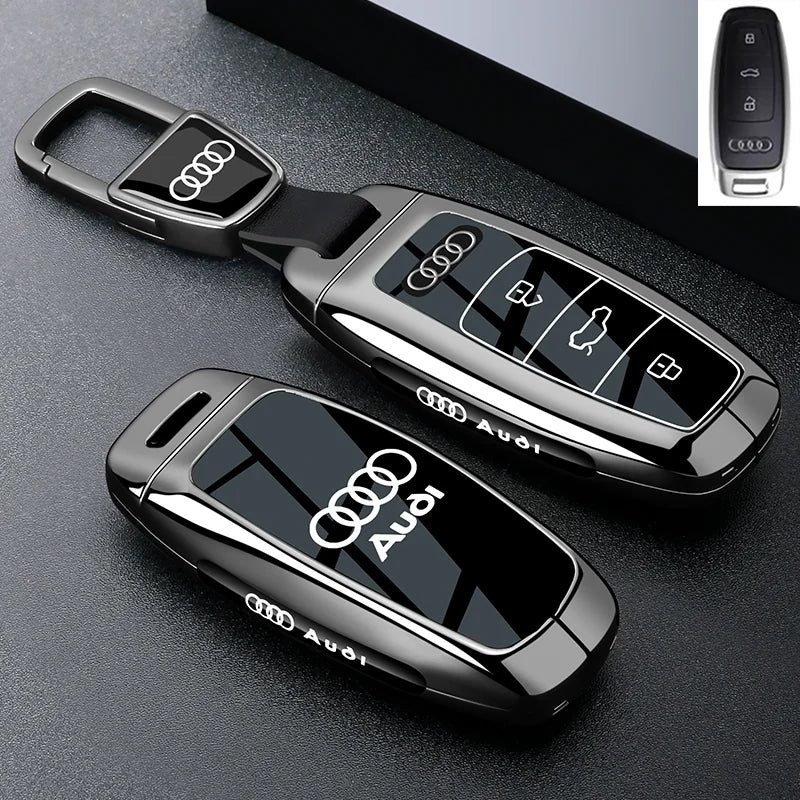 Audi Black Warrior Key Case – Piano-Gloss Shell with Gunmetal Frame