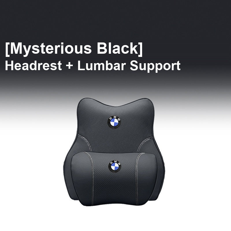 BMW Mysterious Black - Headrest + Lumbar Support - Memory Foam Cushion