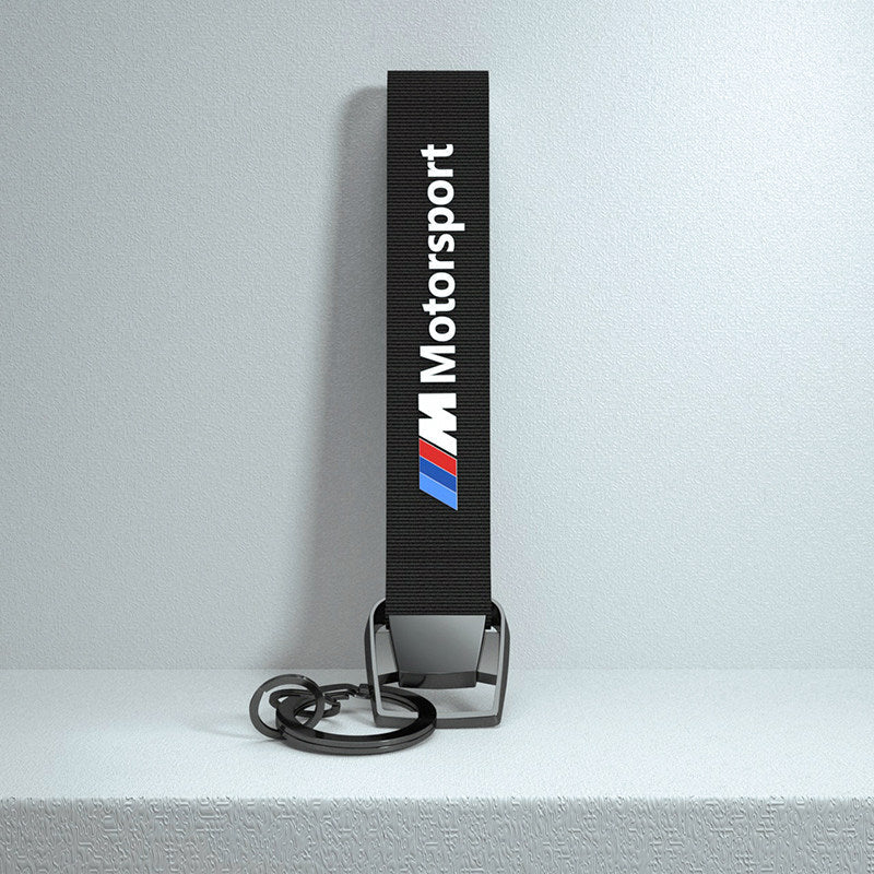 BMW M Motorsport Metal Keychain - Woven Lanyard with Alloy Clasp