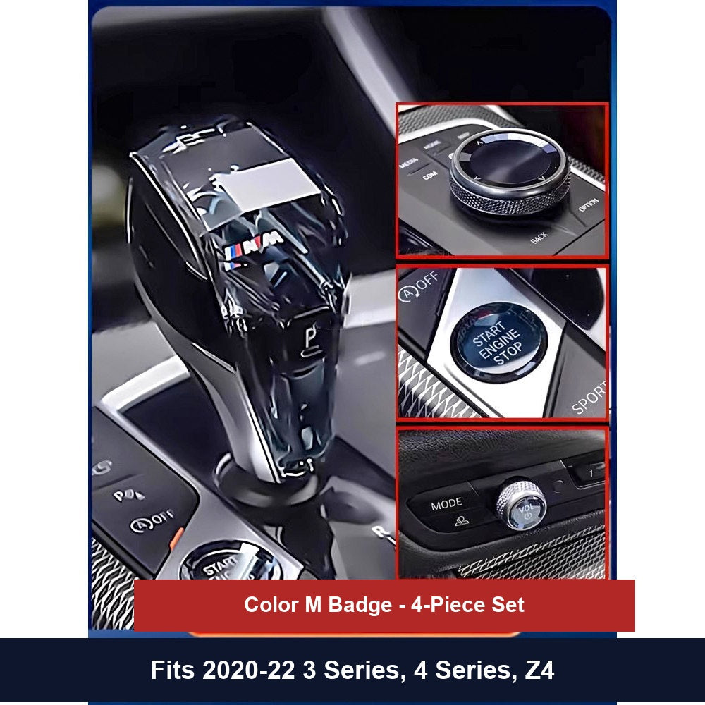 BMW Crystal Gear Knob - Color M Badge 4-Piece Set