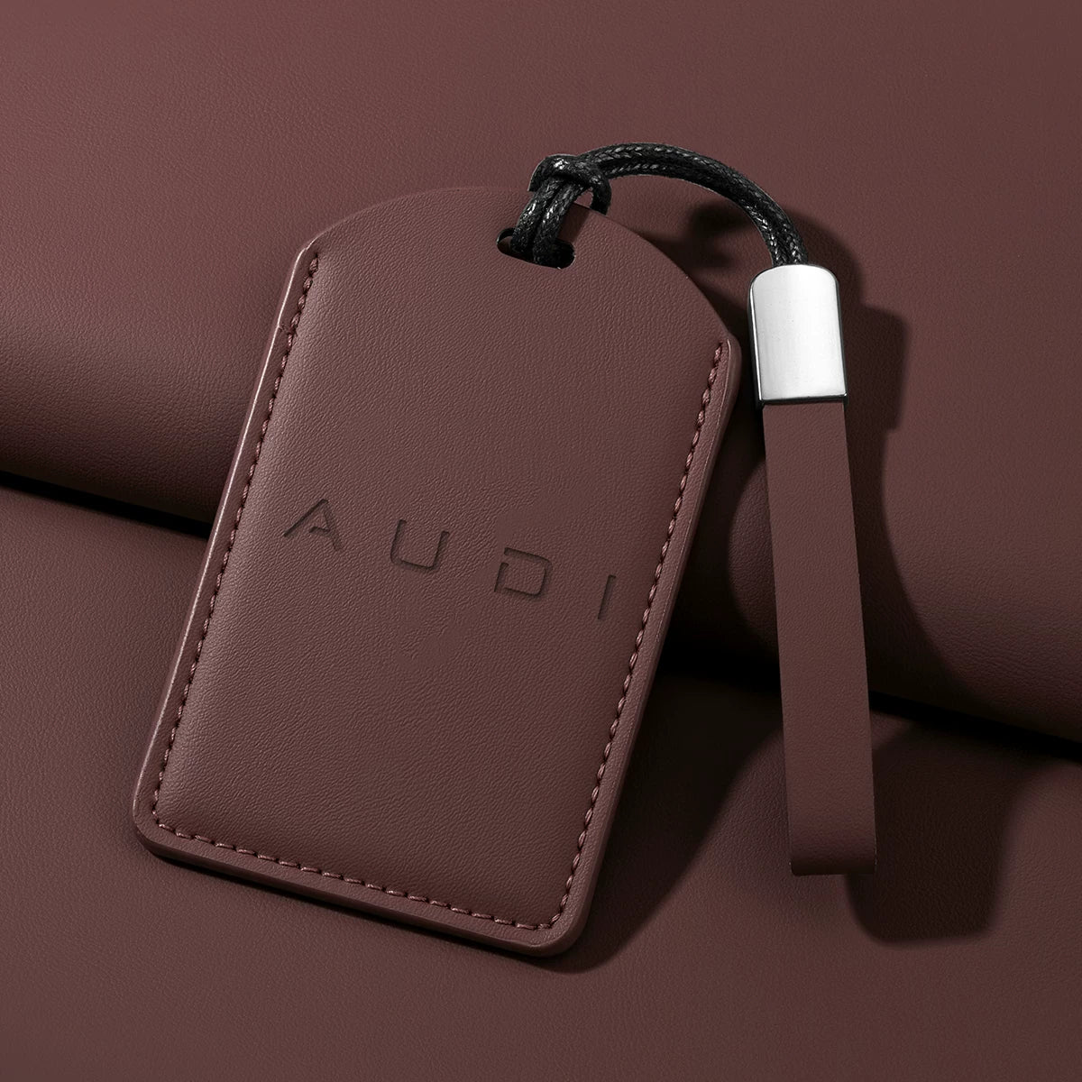 Audi Signature Nappa Leather Card Key Case – Embossed Emblem with Strap or Key Ring