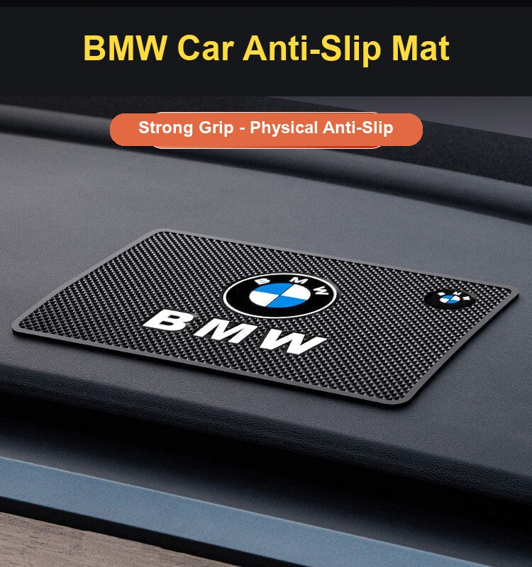 BMW car anti-slip dashboard mat close-up on center console