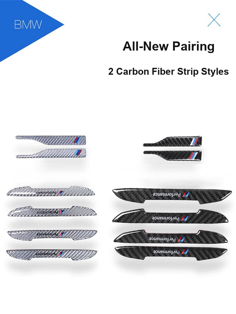 BMW carbon fiber anti-collision strips - mirror strip and door strip set options
