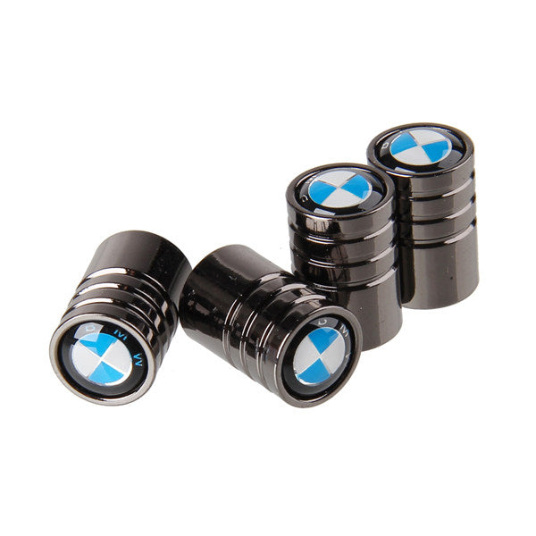 BMW roundel black tire valve caps, set of four