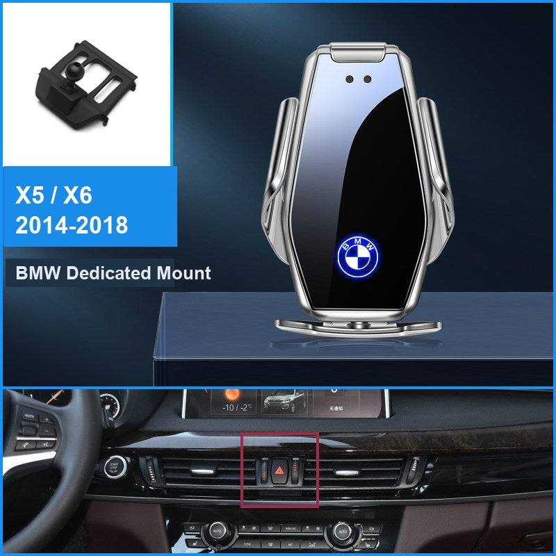 BMW wireless charging phone mount, X5 X6 2014-2018 fitment, silver
