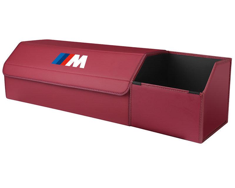 Burgundy leather BMW M trunk storage box - large size with extended open basket