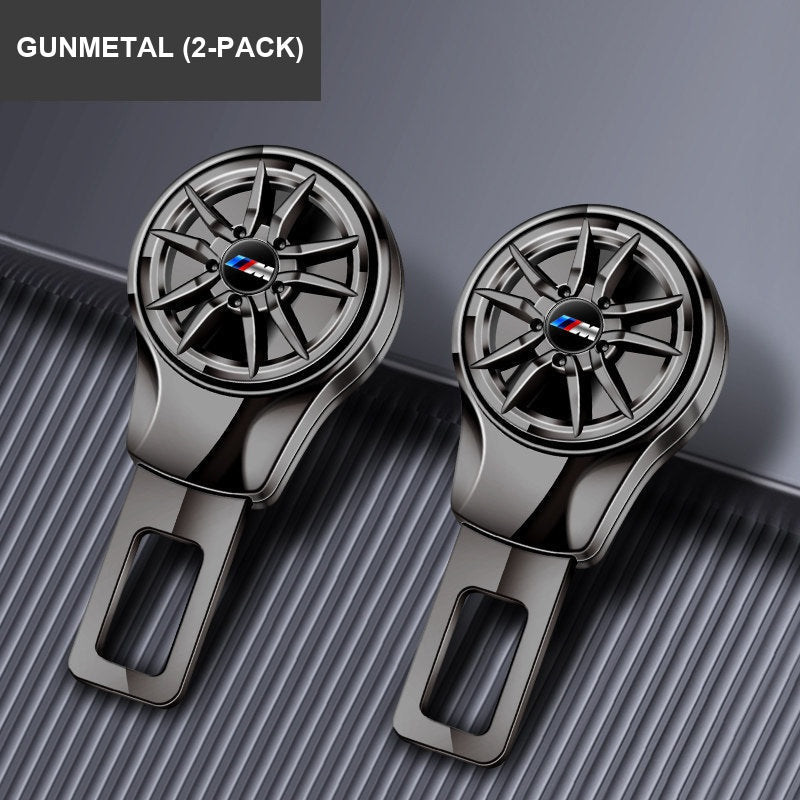 BMW M wheel-design seat belt buckle safety clip, gunmetal 2 pcs
