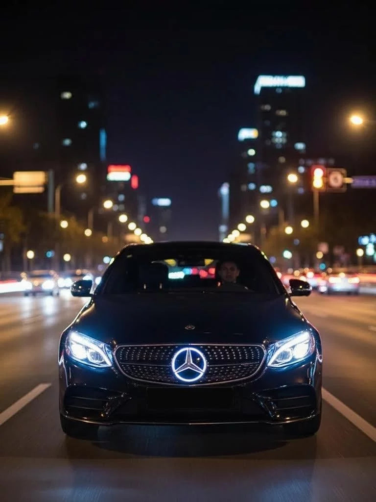 Suitable for Mercedes-Benz luminous marks: Grade A, B, C, E, GLC, GLK, ML, R, CLA, SLK 3D mirror marks