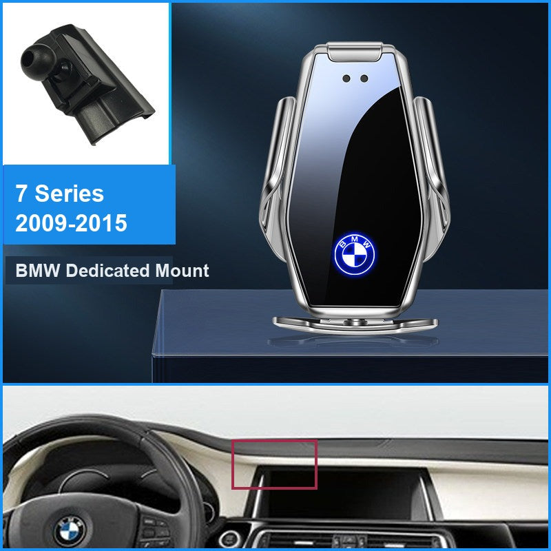 BMW wireless charging phone mount, 7 Series 2009-2015 fitment, silver