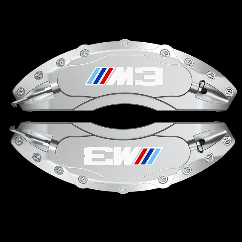 BMW brake caliper covers, Cool Silver finish, M3 logo