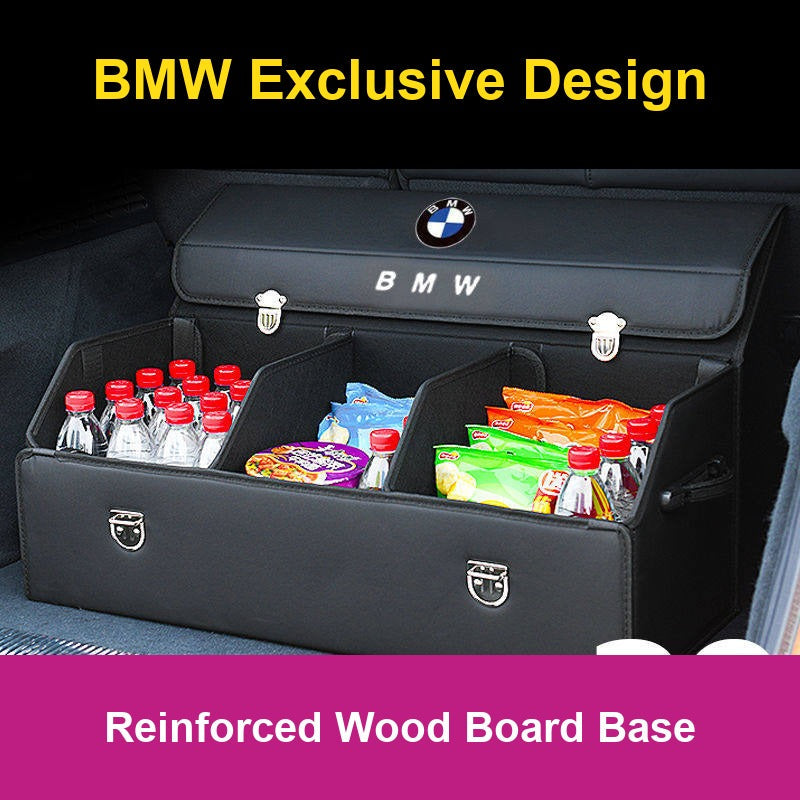 BMW leather car trunk storage box with movable dividers