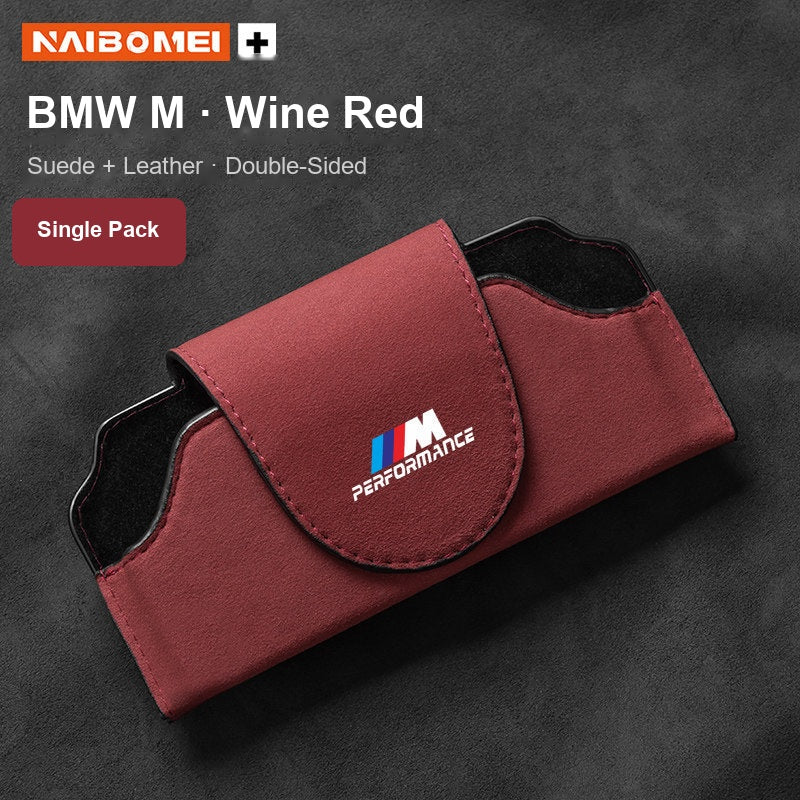 BMW M Performance suede visor glasses case wine red