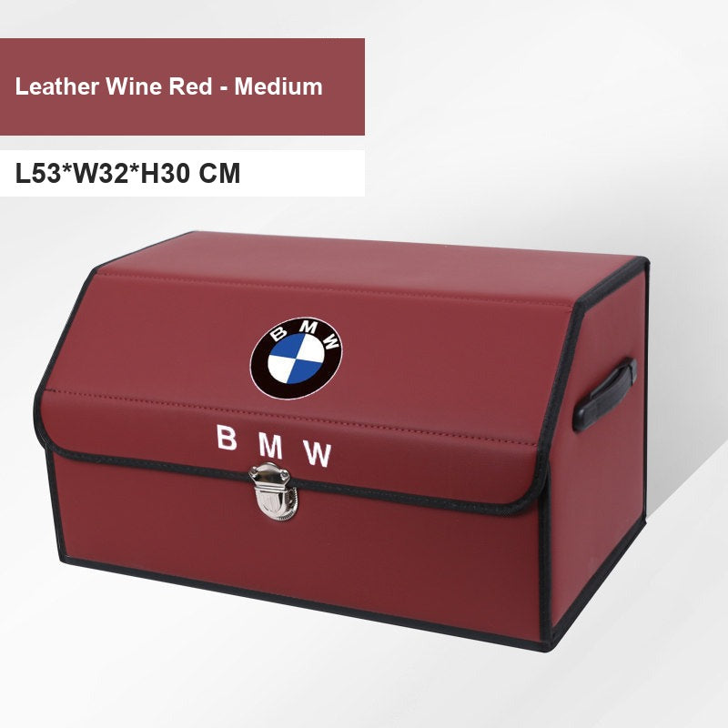 BMW leather trunk storage box - Logo Large 53cm Wine Red BMW Badge