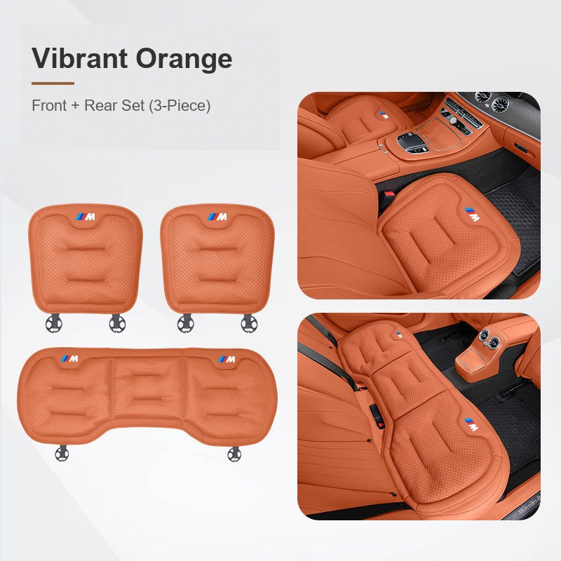 BMW ice silk seat cushion, Vibrant Orange, Front + Rear Set (3-Piece)