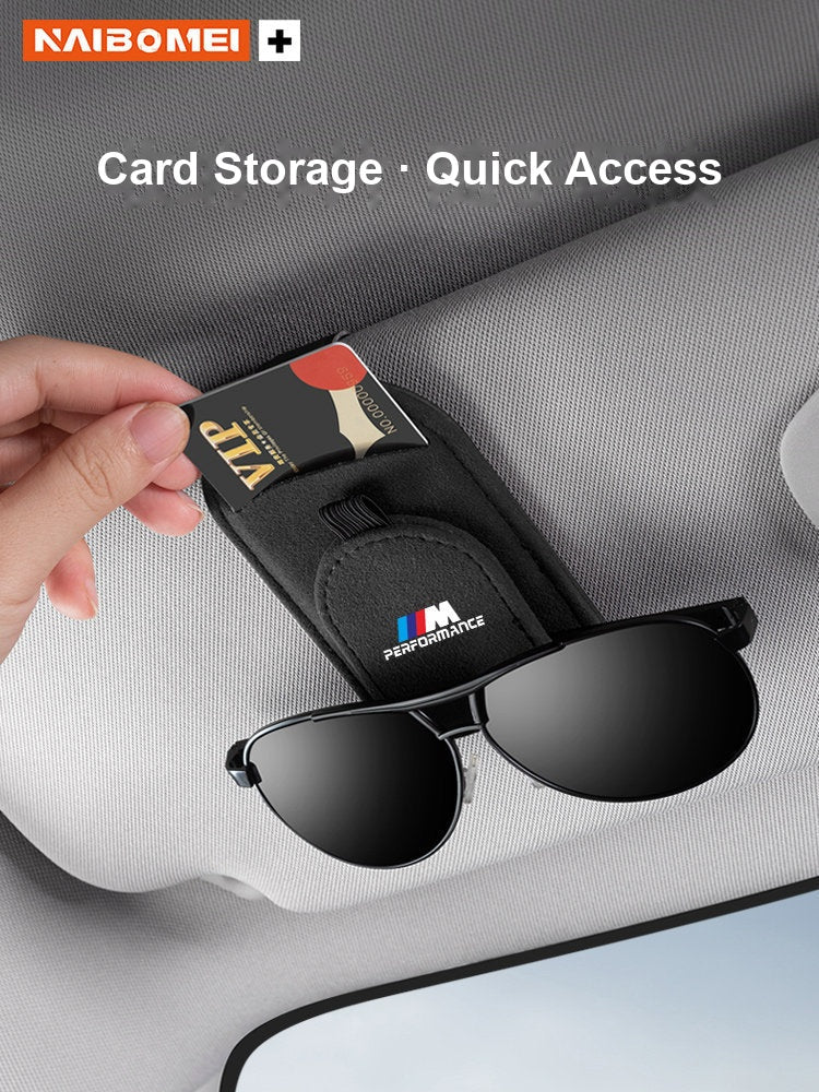 BMW visor glasses clip with card storage pocket in car
