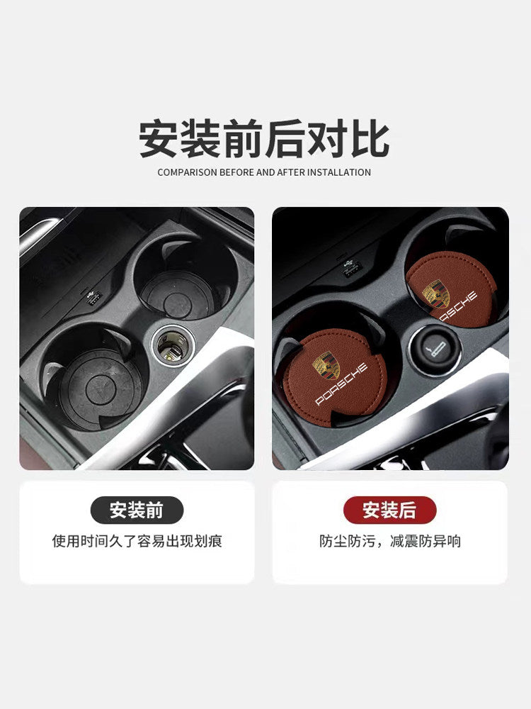 For Porsche cayenne panamera Macan 9117 18Taycan leather car water coaster