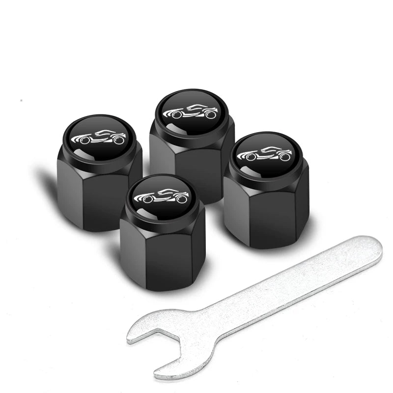 Audi Signature Anti-Theft Valve Caps – Wrench-Lock Hex Aluminium Set of 4