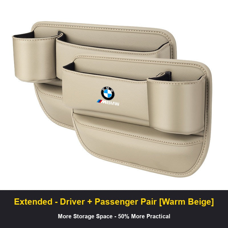 BMW seat gap organizer Extended Driver and Passenger Pair Warm Beige