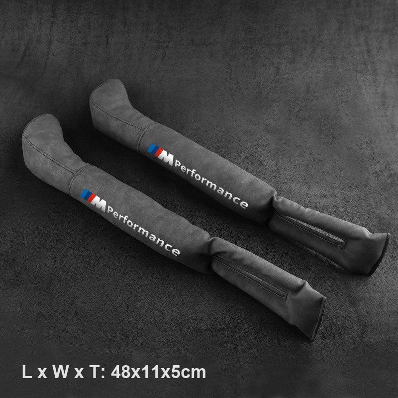 Pair of BMW suede seat gap plugs, double pack, 48x11x5cm each