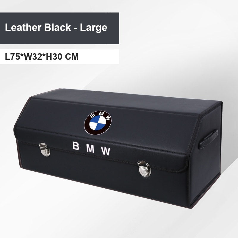 BMW leather trunk storage box - Logo version, extra large, 75cm, black, BMW badge