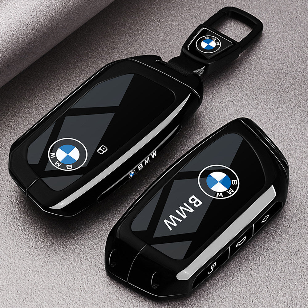 BMW key fob case metal shell cover with keychain ring attached