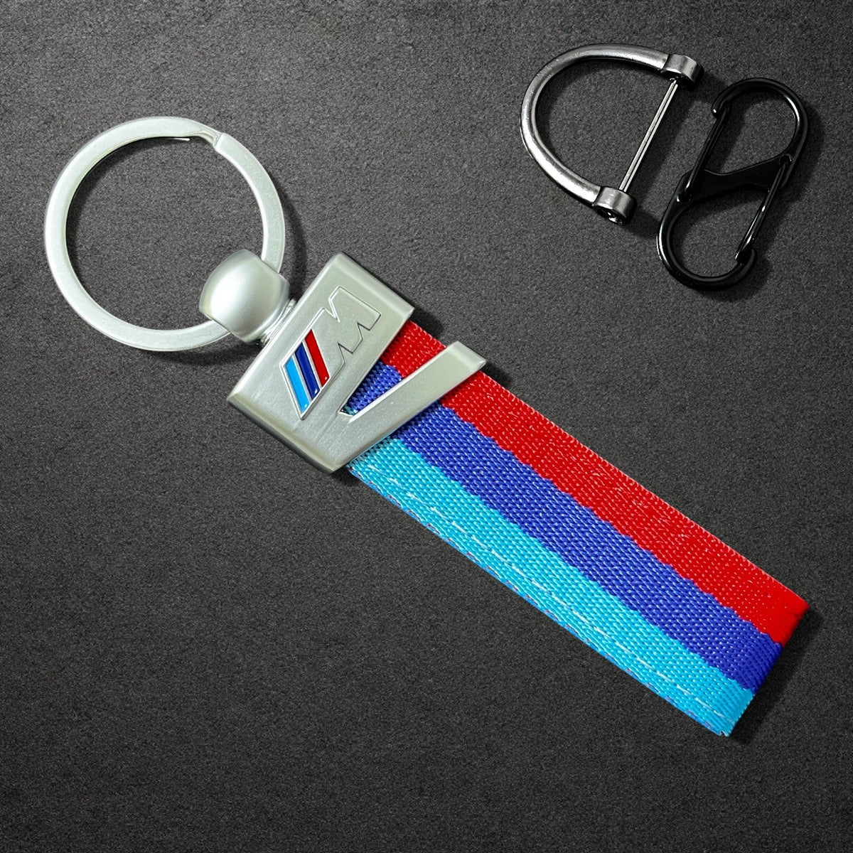 BMW M Performance Leather Key Fob Strap & Keychain Ring