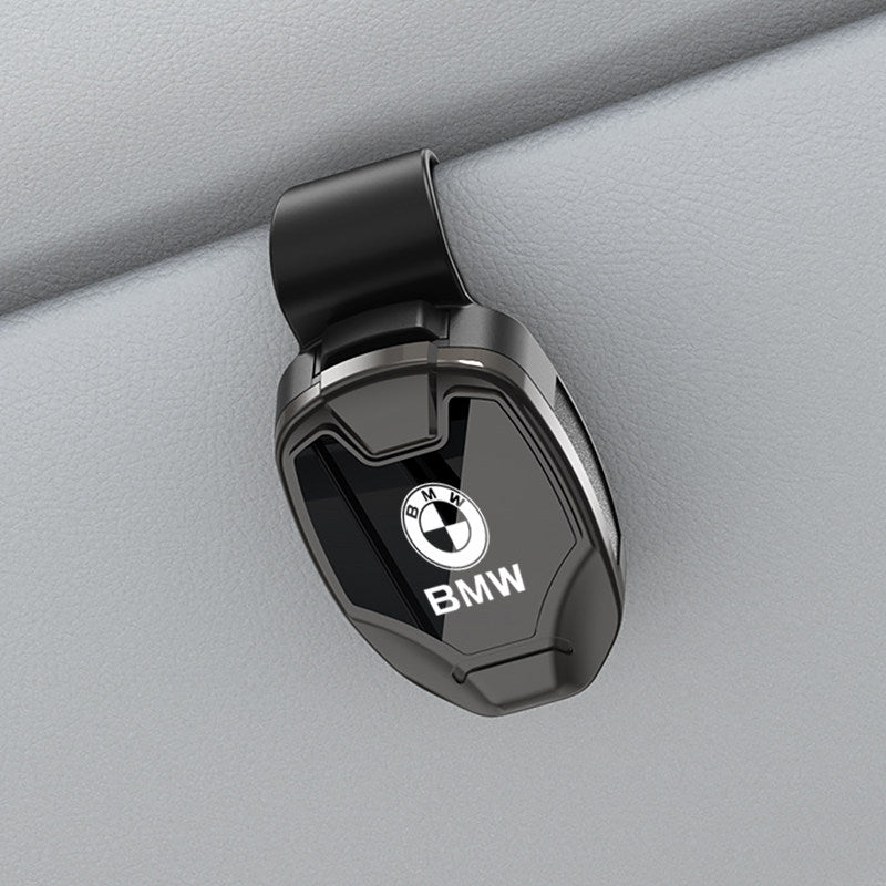 BMW sun visor glasses clip gun gray finish mounted on car visor