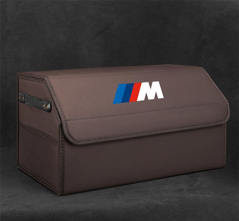 Mocha brown leather BMW M trunk storage box - medium size, standard configuration
