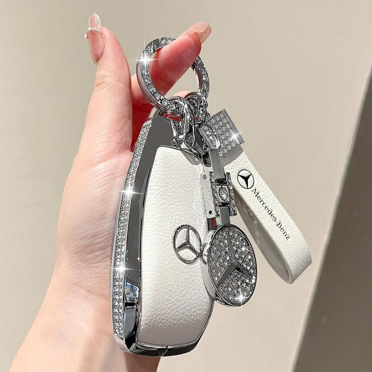 For Mercedes-Benz E300L Key Case C260L Car GLA GLB220 GLC260 Genuine Leather GEL350 Buckle EQA