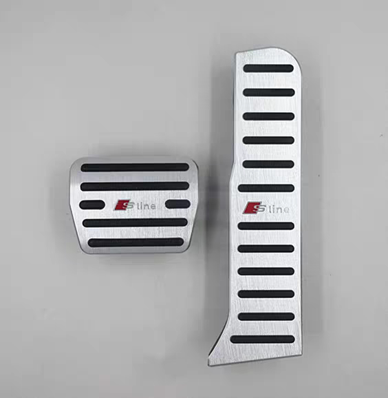 Audi S line Signature Pedal Covers – Brushed Aluminium Footrest and Pedal Set