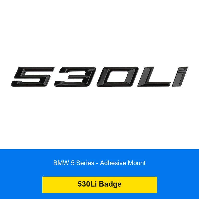 BMW 530Li rear number badge - glossy black