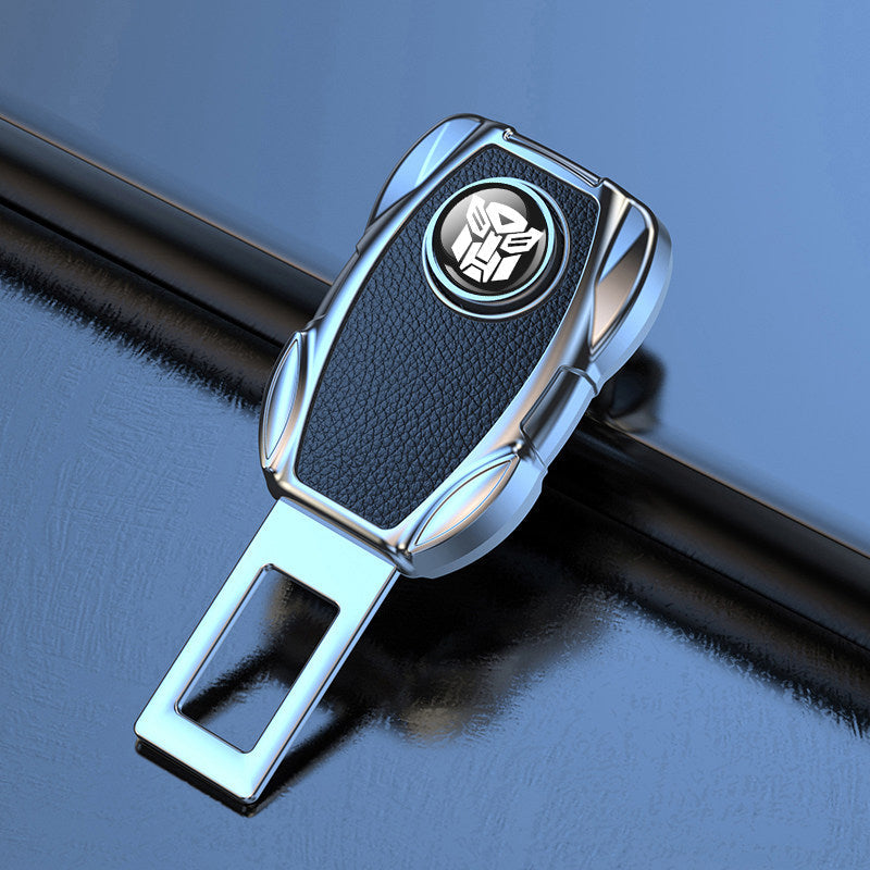 BMW leather-grain seat belt buckle extender close-up