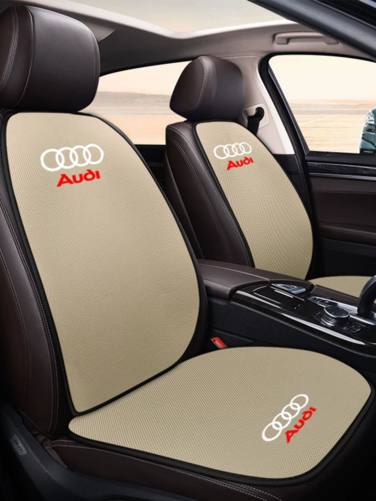 Audi breathable linen seat cushion with backrest, front seats in Warm Beige